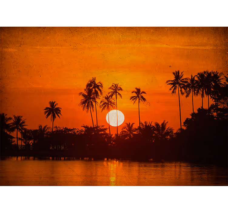 Landscape mural tropical sunset scene - TenStickers
