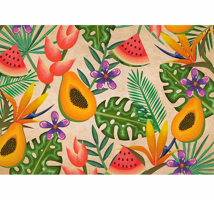 Flower mural tropical fruit designs - TenStickers