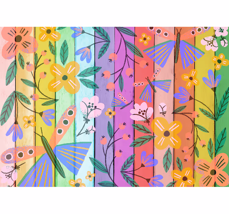 Flower mural with lively botanical designs - TenStickers