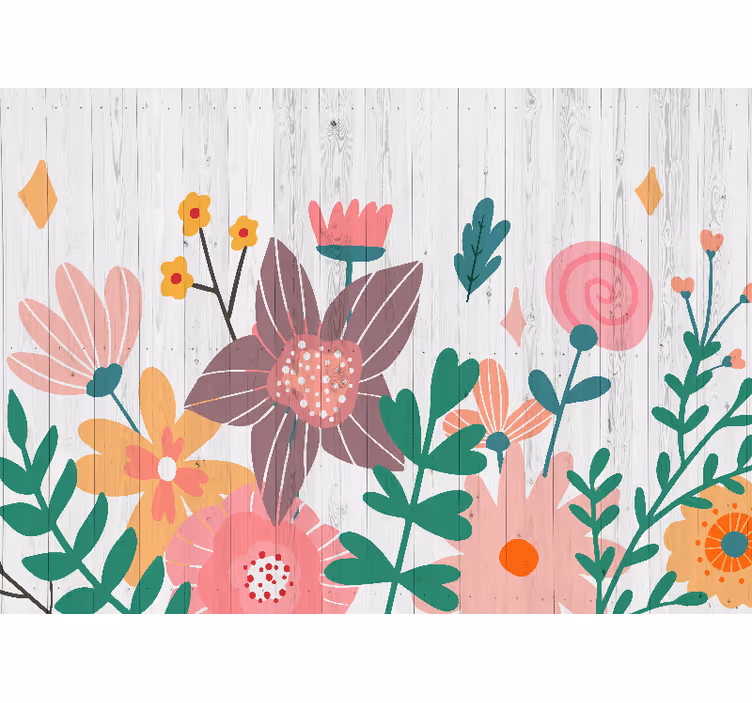 Flower mural colorful floral art - TenStickers