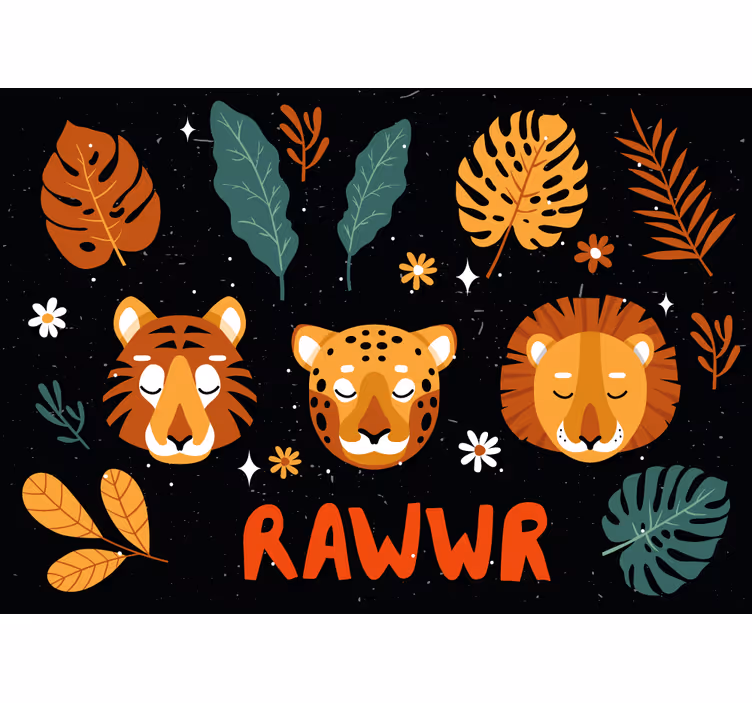 Kids wall mural playful jungle animals - TenStickers