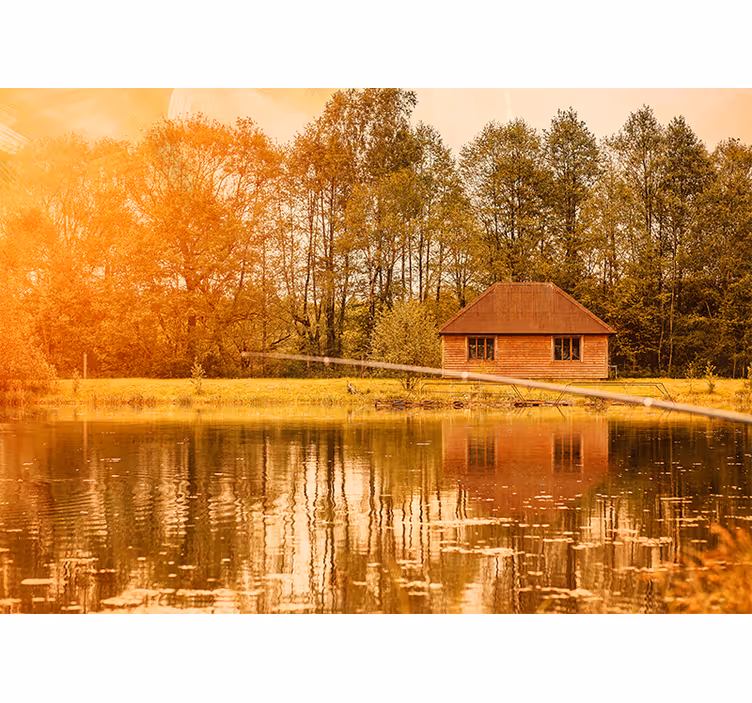 Serene Lakeside View landscape mural - TenStickers