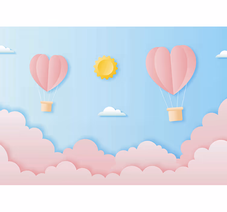 Romantic wall mural heart shaped balloons - TenStickers