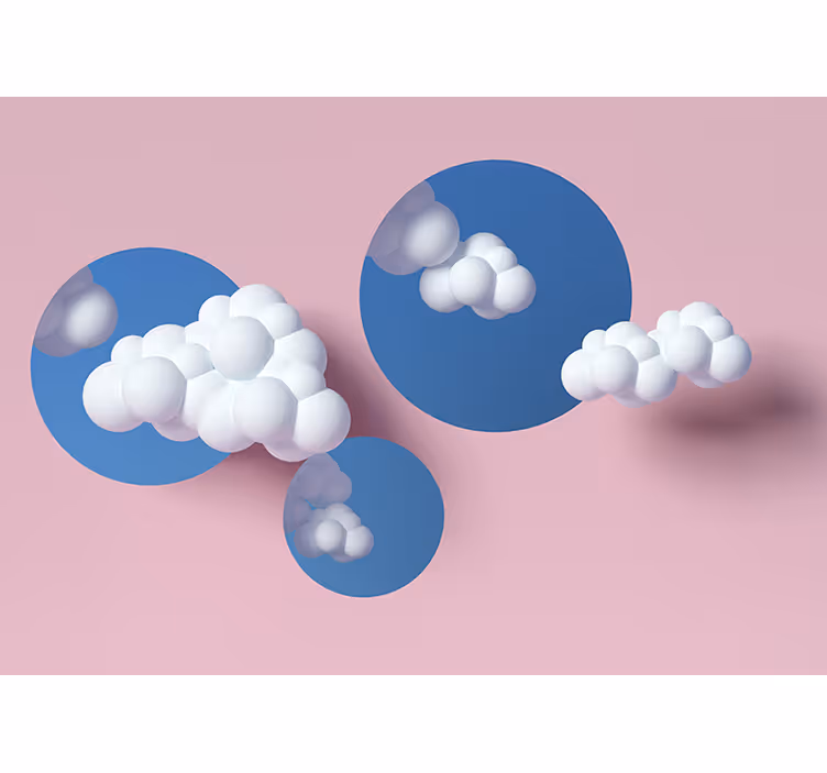 Abstract wall mural puffy clouds dance - TenStickers