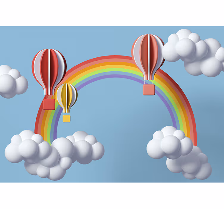 Phrase wall mural colorful hot air balloons - TenStickers