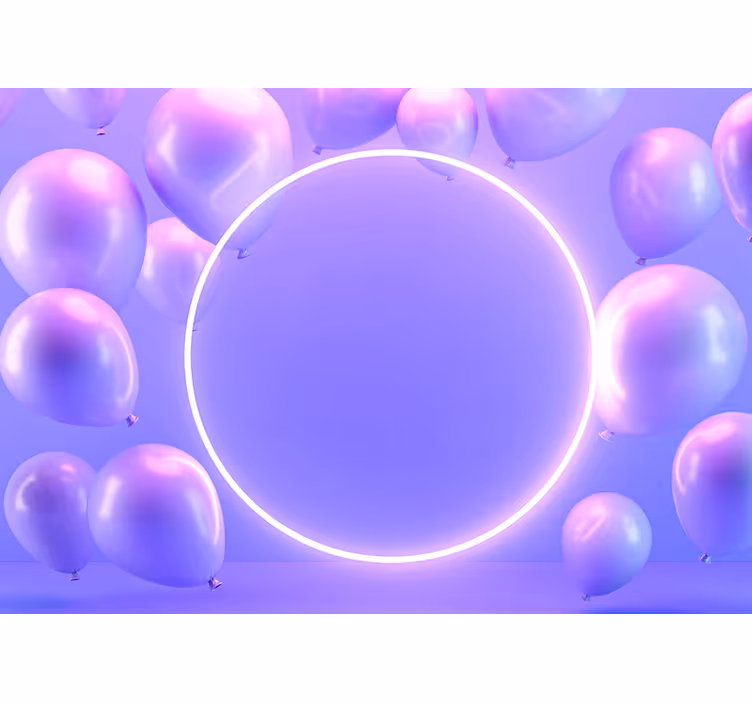 Romantic wall mural floating balloon circle - TenStickers