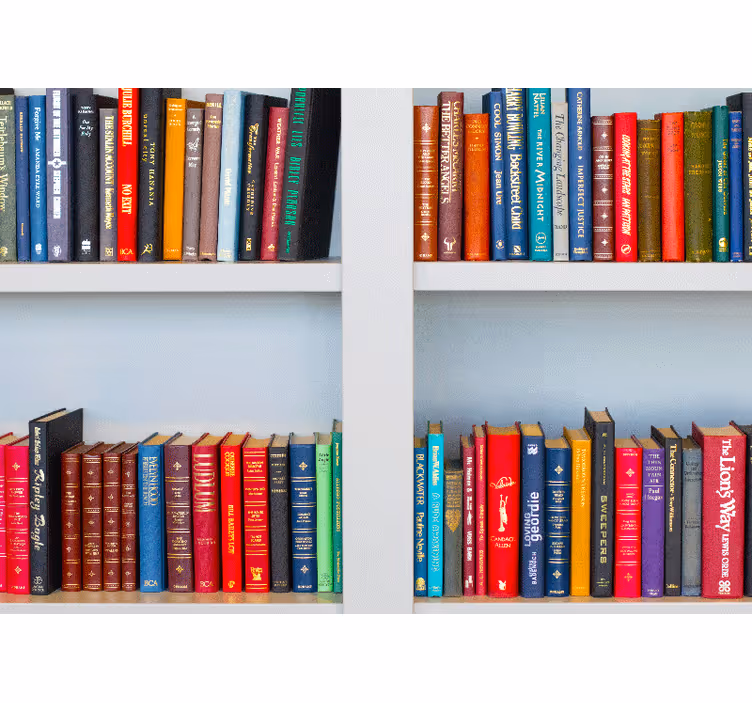 Phrase wall mural bookshelf of colors - TenStickers