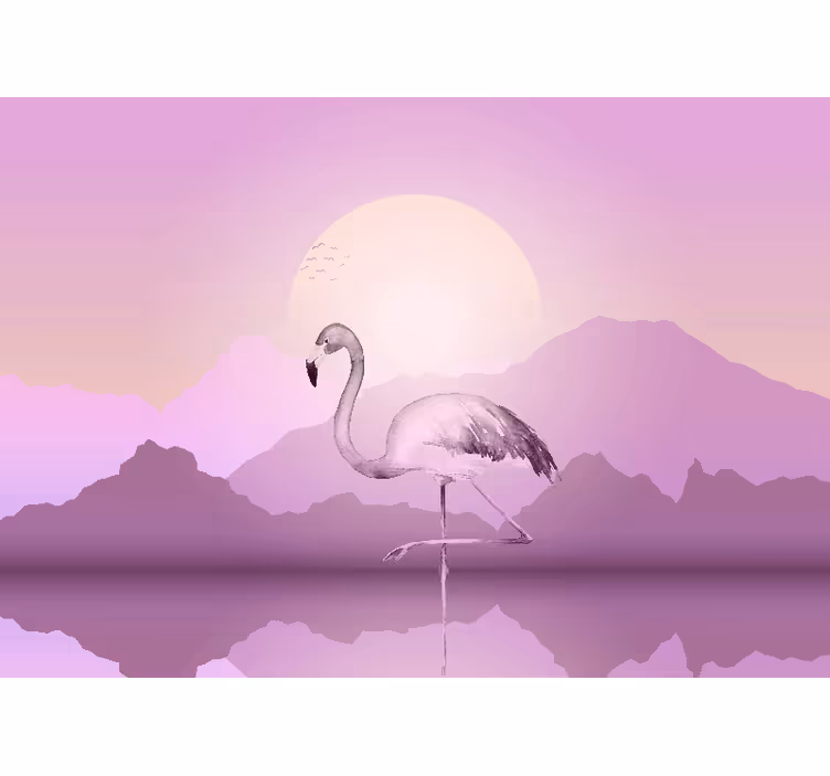 Animal mural elegant flamingo silhouette - TenStickers