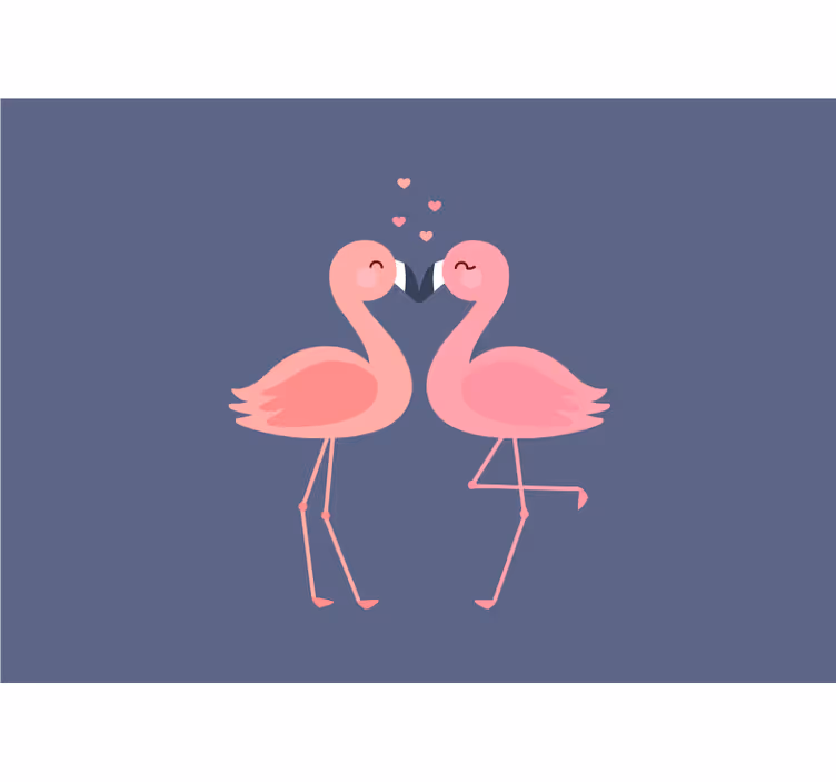 Romantic wall mural flamingos in love - TenStickers