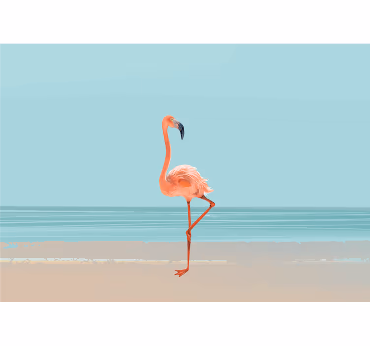 Under the sea mural flamingo by the shore - TenStickers