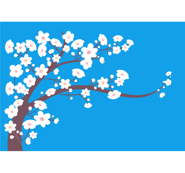 Flower mural sakura blossom branch - TenStickers