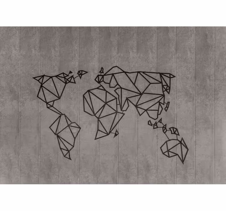 World map mural geometric world outline - TenStickers