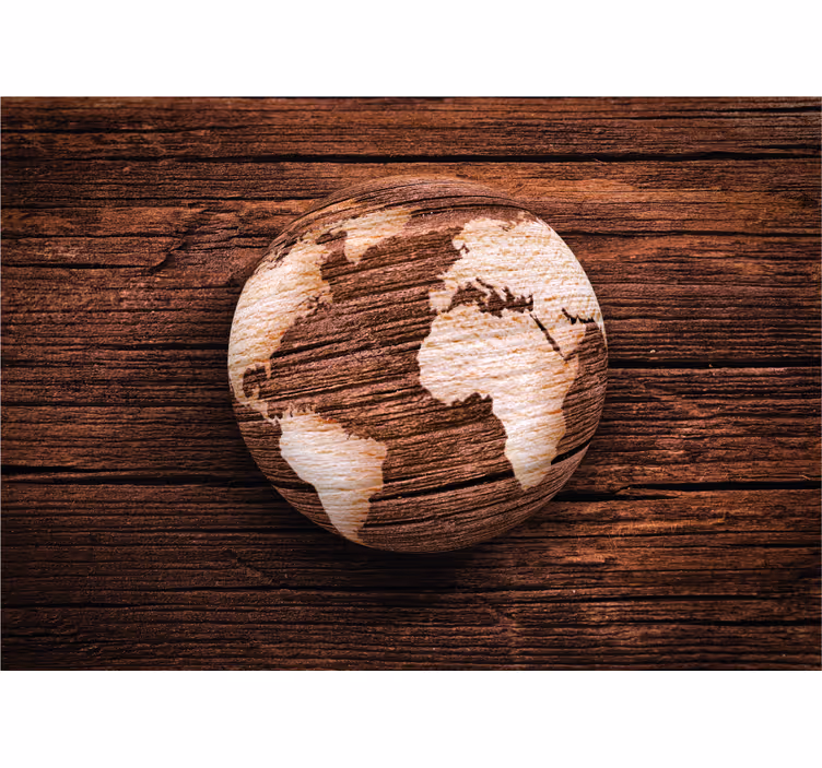 Wooden Texture world map mural - TenStickers