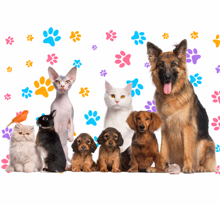 Animal mural joyful pet friends - TenStickers