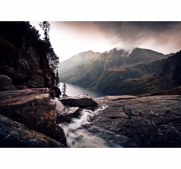 Landscape mural scenic lake view in the mountains - TenStickers