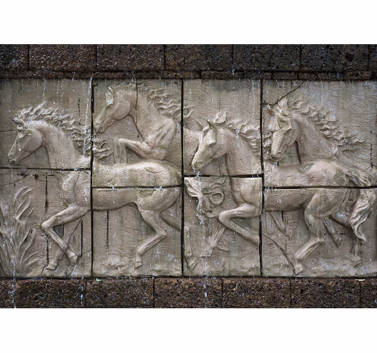 Animal mural galloping horses relief - TenStickers