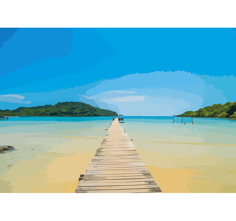 Landscape mural serene coastal path - TenStickers