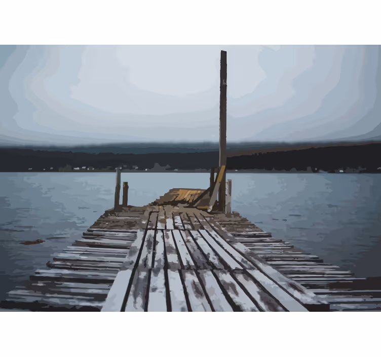 Landscape mural serene lake dock - TenStickers