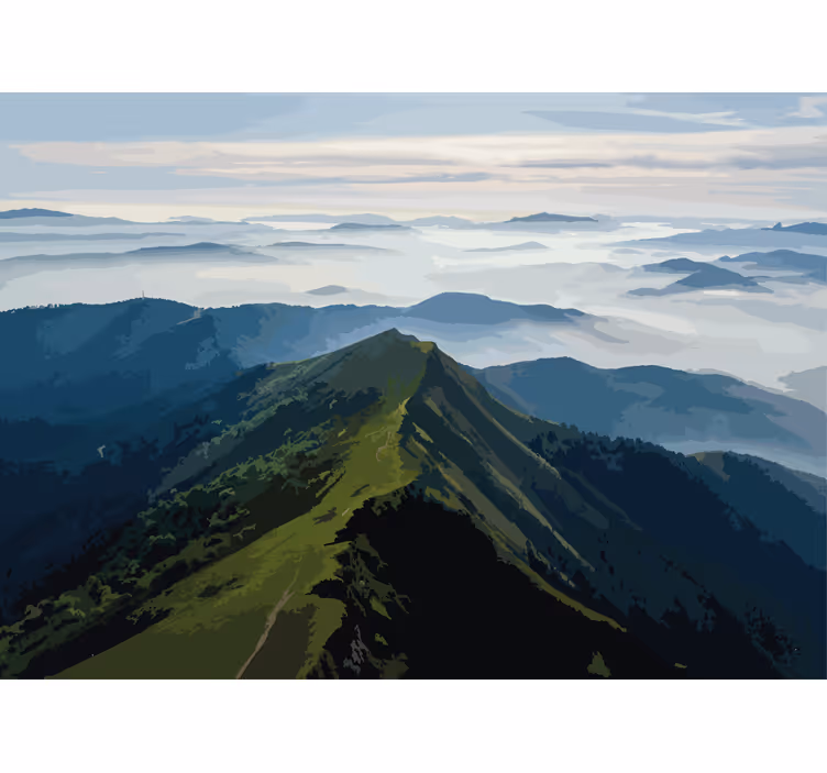 Landscape mural mountain range vista - TenStickers