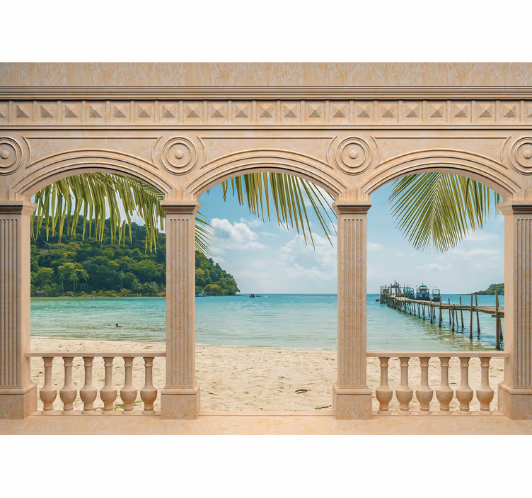 Landscape mural exotic shoreline view - TenStickers