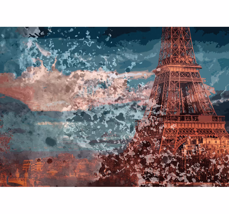 Paris wall mural eiffel tower skyline art - TenStickers
