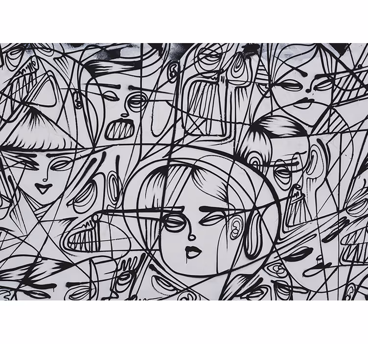 Urban wall mural abstract expression faces - TenStickers