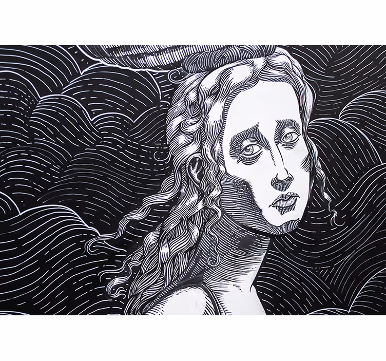 Painting mural intricate female portrait - TenStickers