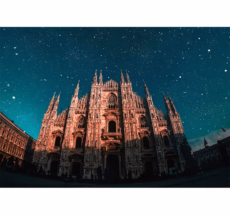 Madrid wall mural milan cathedral night scene - TenStickers