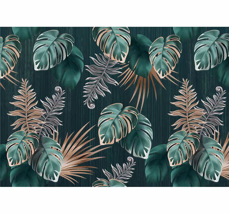 Golden leaves over green Bathroom Murals - TenStickers
