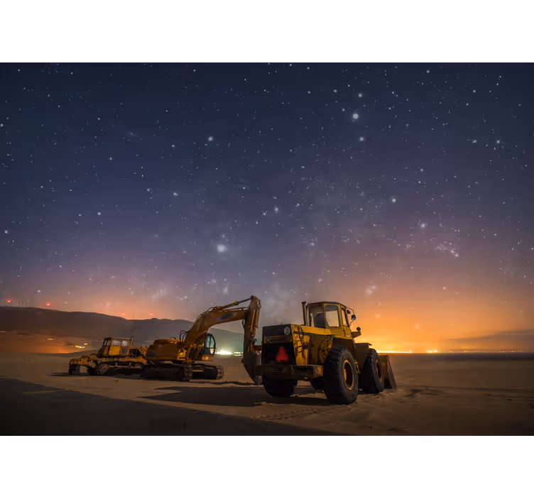 Vehicle wall mural construction equipment night - TenStickers