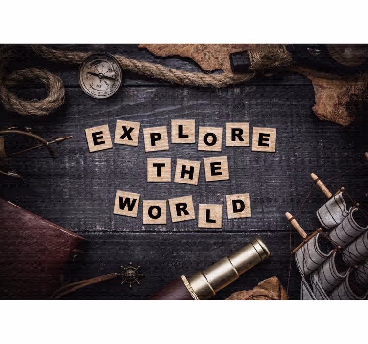 Phrase wall mural explore the world - TenStickers