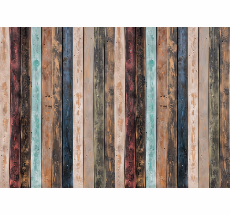 Colorful painted vertical Wood Wall Mural - TenStickers