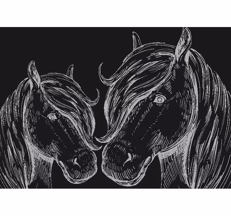 Animal mural elegant horse portraits - TenStickers