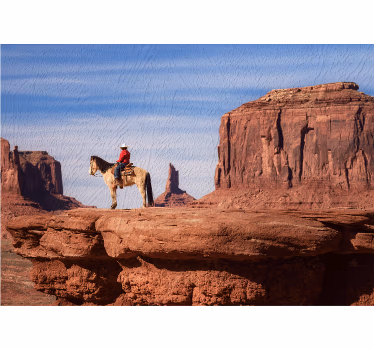 Landscape mural cowboy on horseback - TenStickers