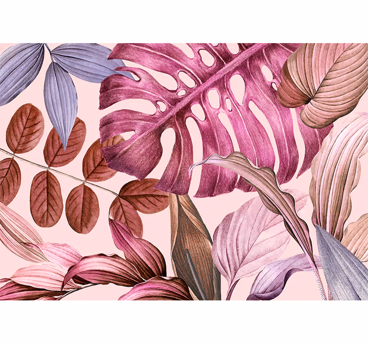 Flower mural with vibrant tropical foliage - TenStickers