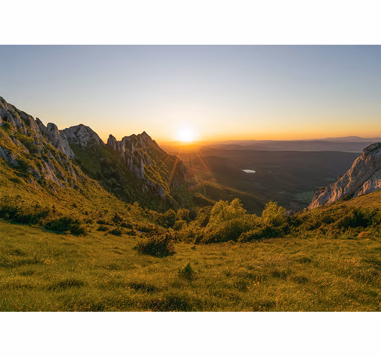 Landscape mural sunset over mountains - TenStickers