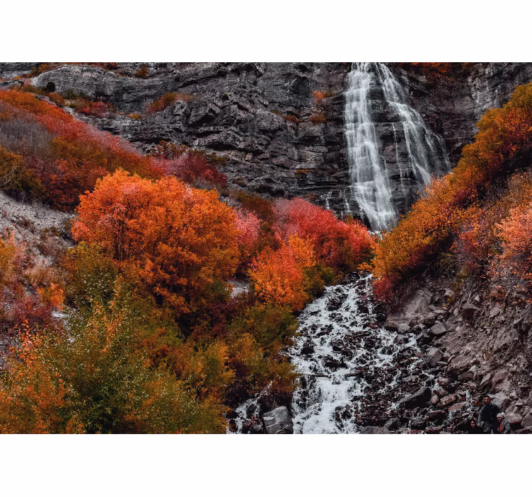 Waterfall mural autumn waterfall scene - TenStickers