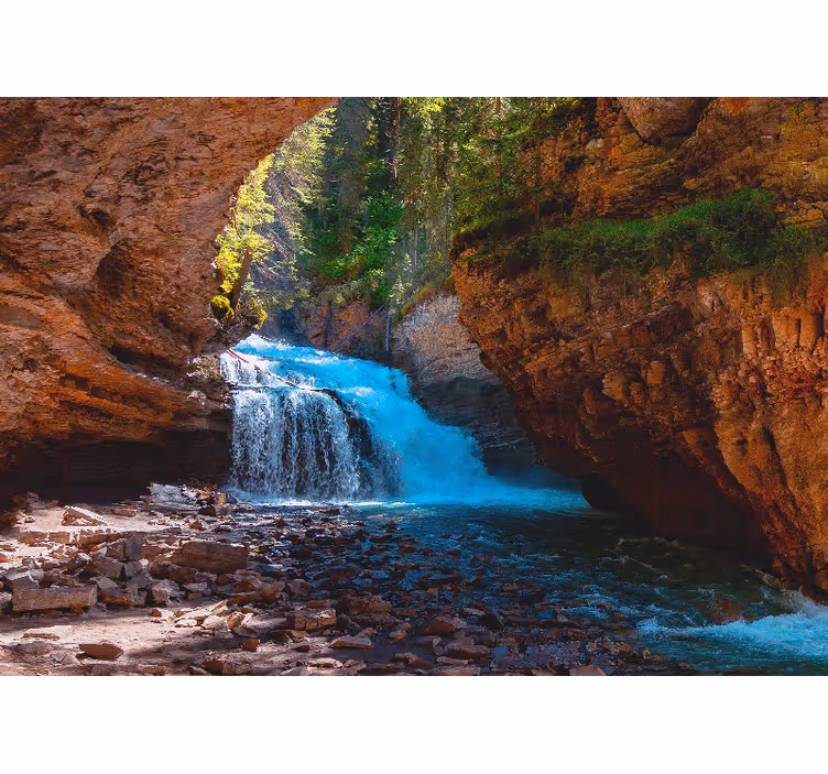 Secret Waterfall Cave Waterfall Wall Mural - TenStickers