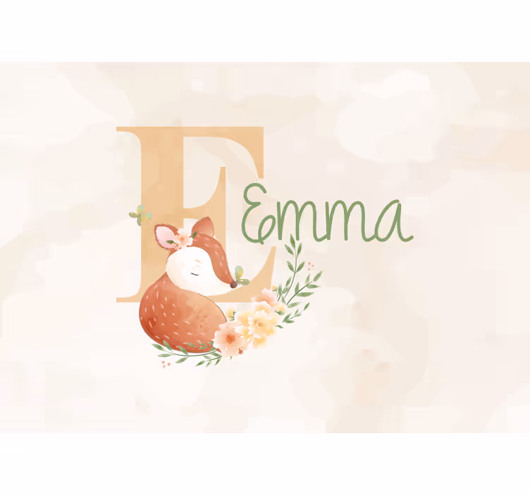 Kids wall mural personalized fox artwork - TenStickers