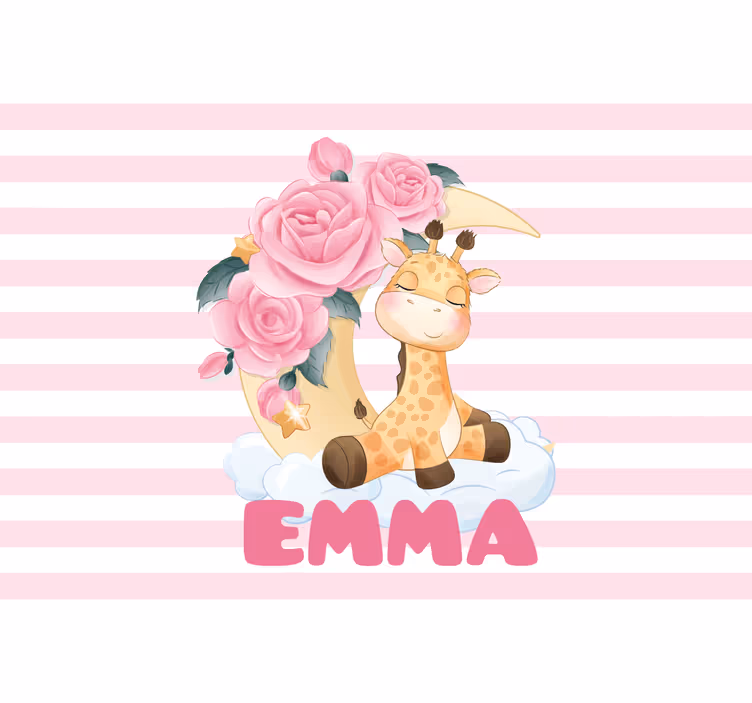 Kids wall mural giraffe with roses - TenStickers