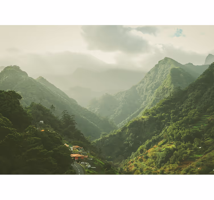 Landscape mural mountain valley view - TenStickers