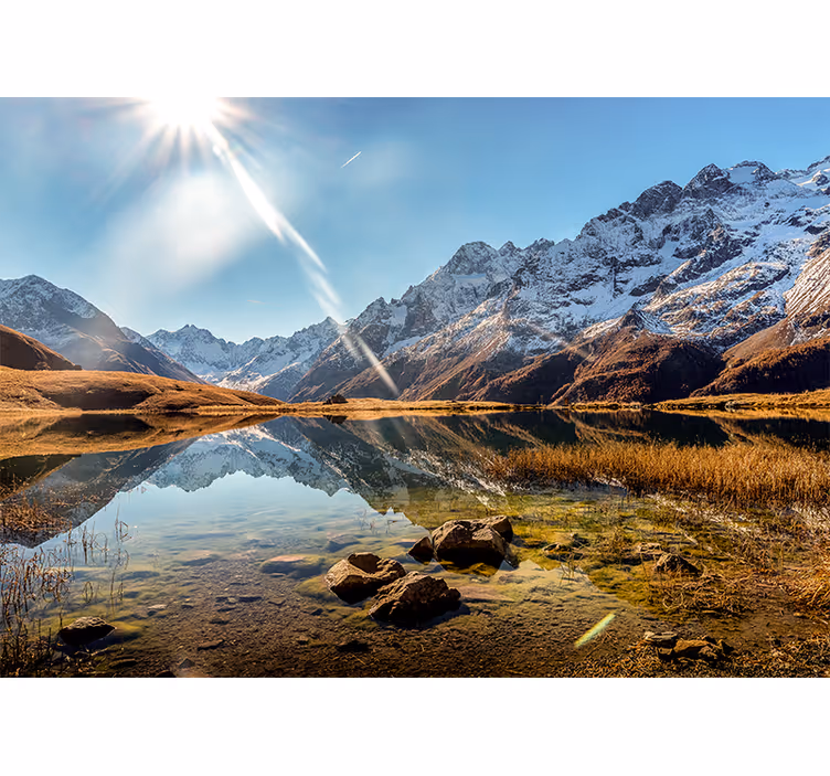 Mountain Lake Reflection landscape mural - TenStickers