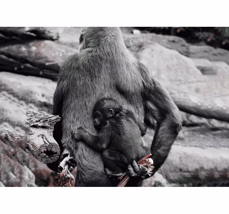 Mother and baby gorilla animal mural - TenStickers