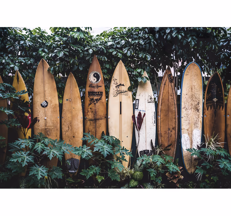 Vehicle wall mural surfboards on display - TenStickers