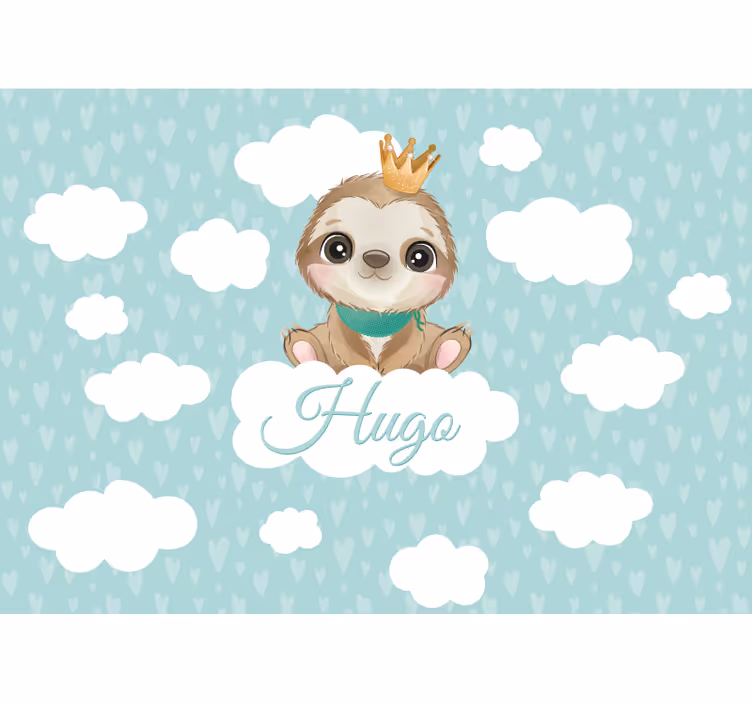 Cute sloth for boy with name Nursery Mural - TenStickers