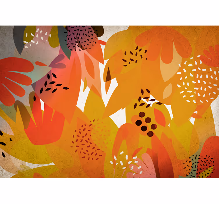 Wall mural with lively leaf patterns - TenStickers