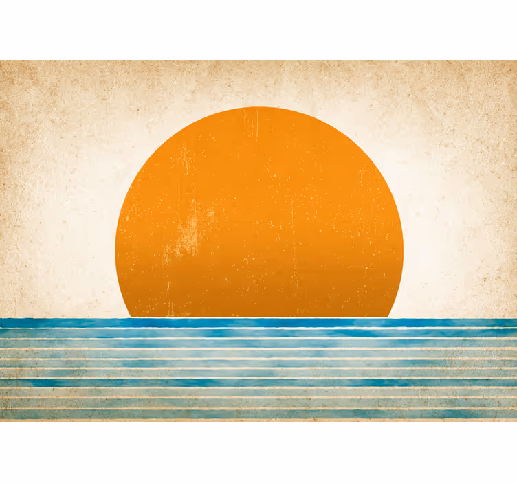 Landscape mural sunset over water - TenStickers