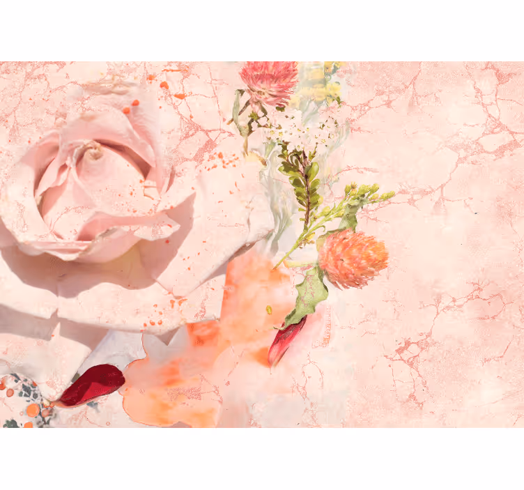 Flower mural romantic pink rose design - TenStickers