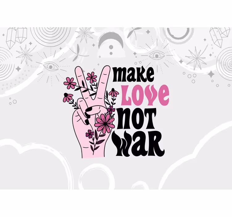 Make love quote in Peace sign phrase wall mural - TenStickers