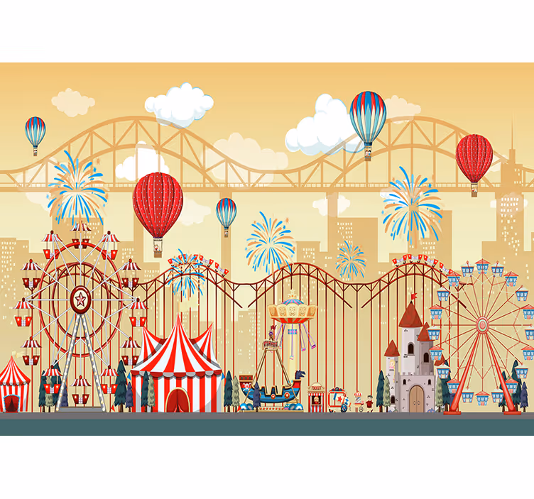 Carnival city scene city wall mural - TenStickers